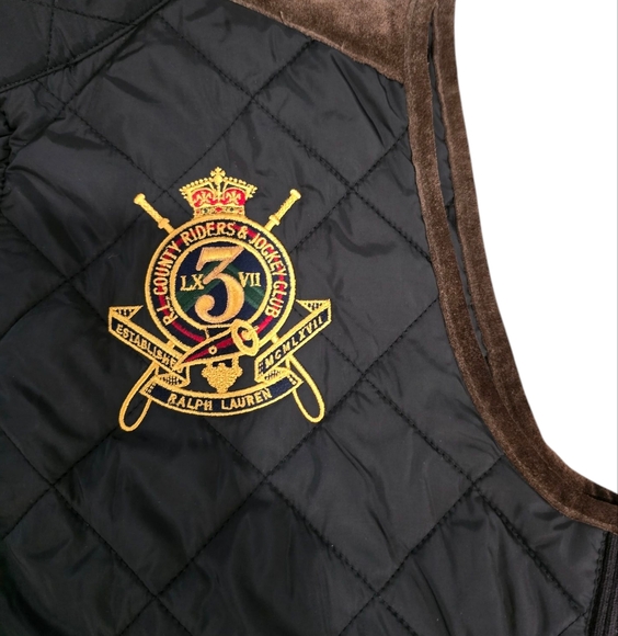 Ralph Lauren Navy Quilted Vest with Brown Accents - Picture 3 of 8